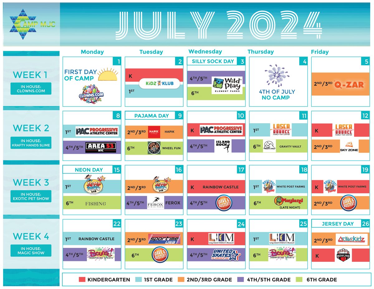 Camp MJC July calendar